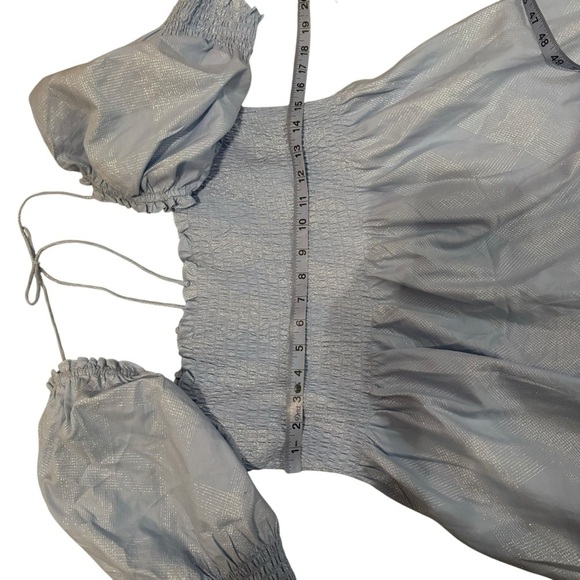 HILL HOUSE Smocked Athena Nap Dress in light blue glitter check XL - Picture 11 of 11